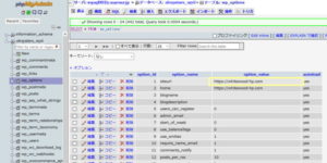 phpmyadmin wp_optionsテーブル